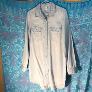 Long sleeve denim polo shirt